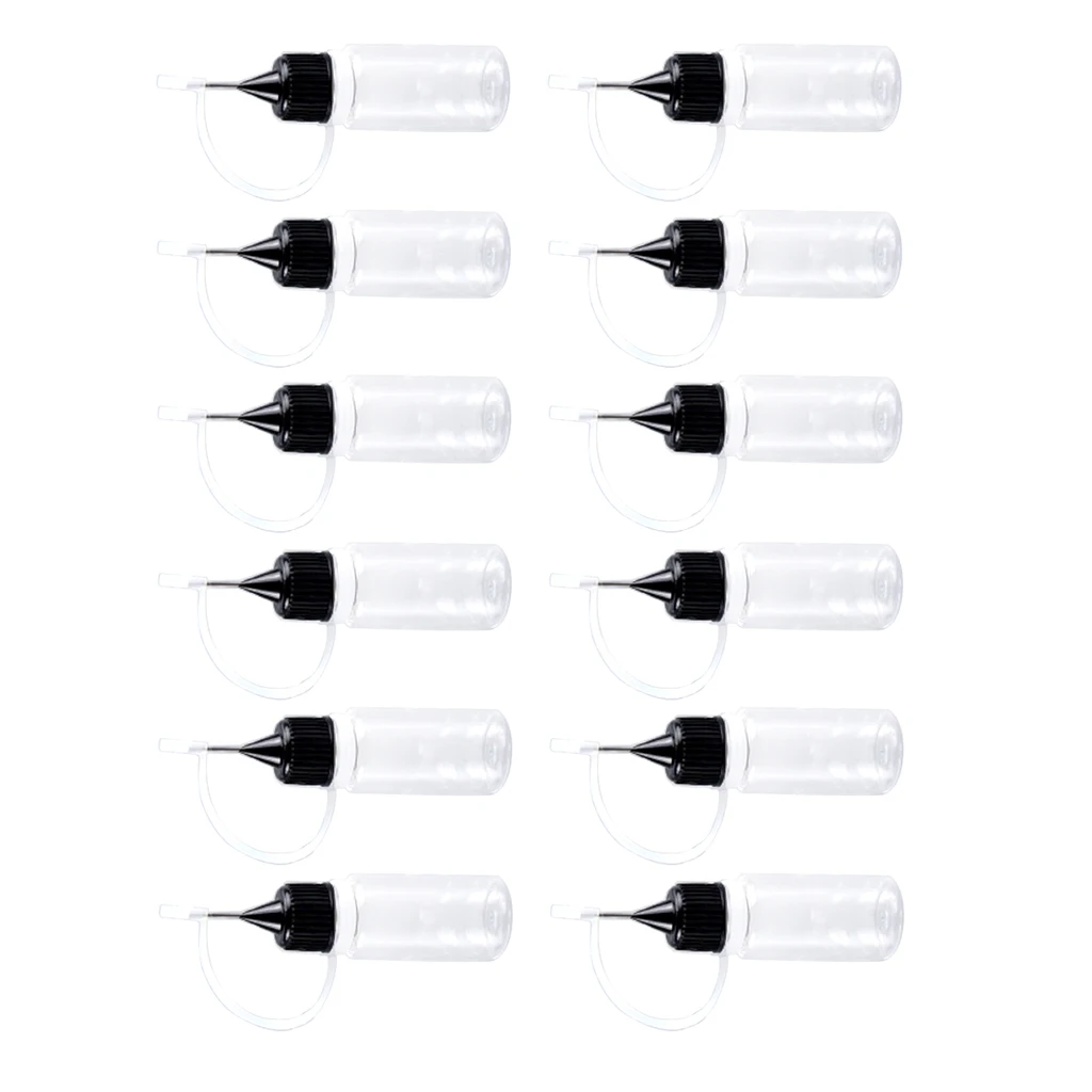 Hobby Model Tool - 12 Pieces - Squeezable Dropper Needle Tip Bottle - 10ml
