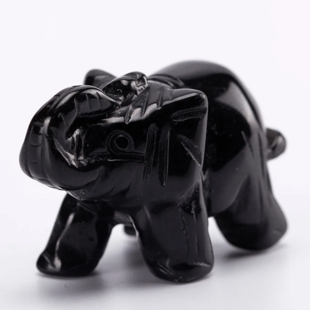 Opal Opalite Tiger eye Elephant Natural stone carved 1.5inch Figurine Chakra Bead Healing Crystal Reiki Feng Shui Free Pouch