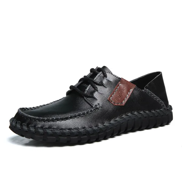 Patchwork Design Men Fashion Oxfords Size 38-44 Man Leather Casual Shoes Lace Up Footwear - Цвет: Black