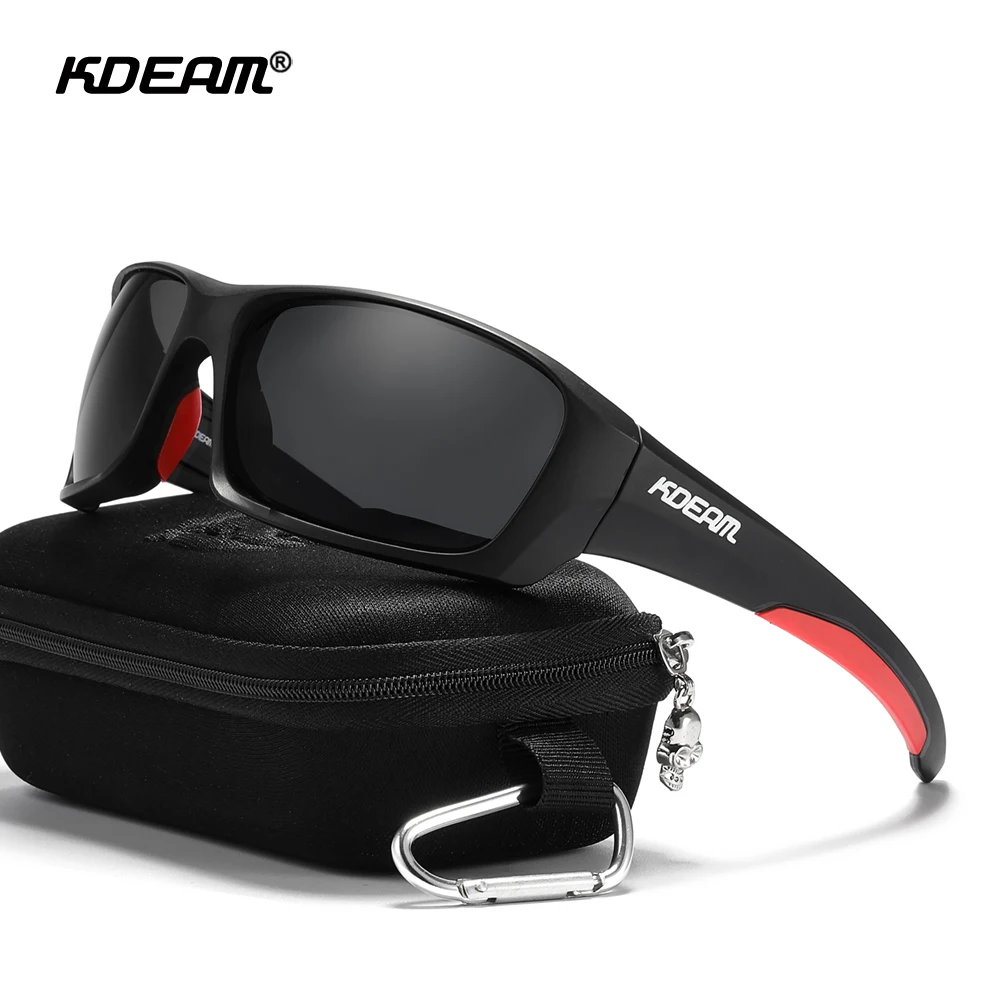 KDEAM 2021 High-End Sports Goggles TR90 Polarized Sunglasses Men Hiking Fishing Sun Glasses With Zipper Case