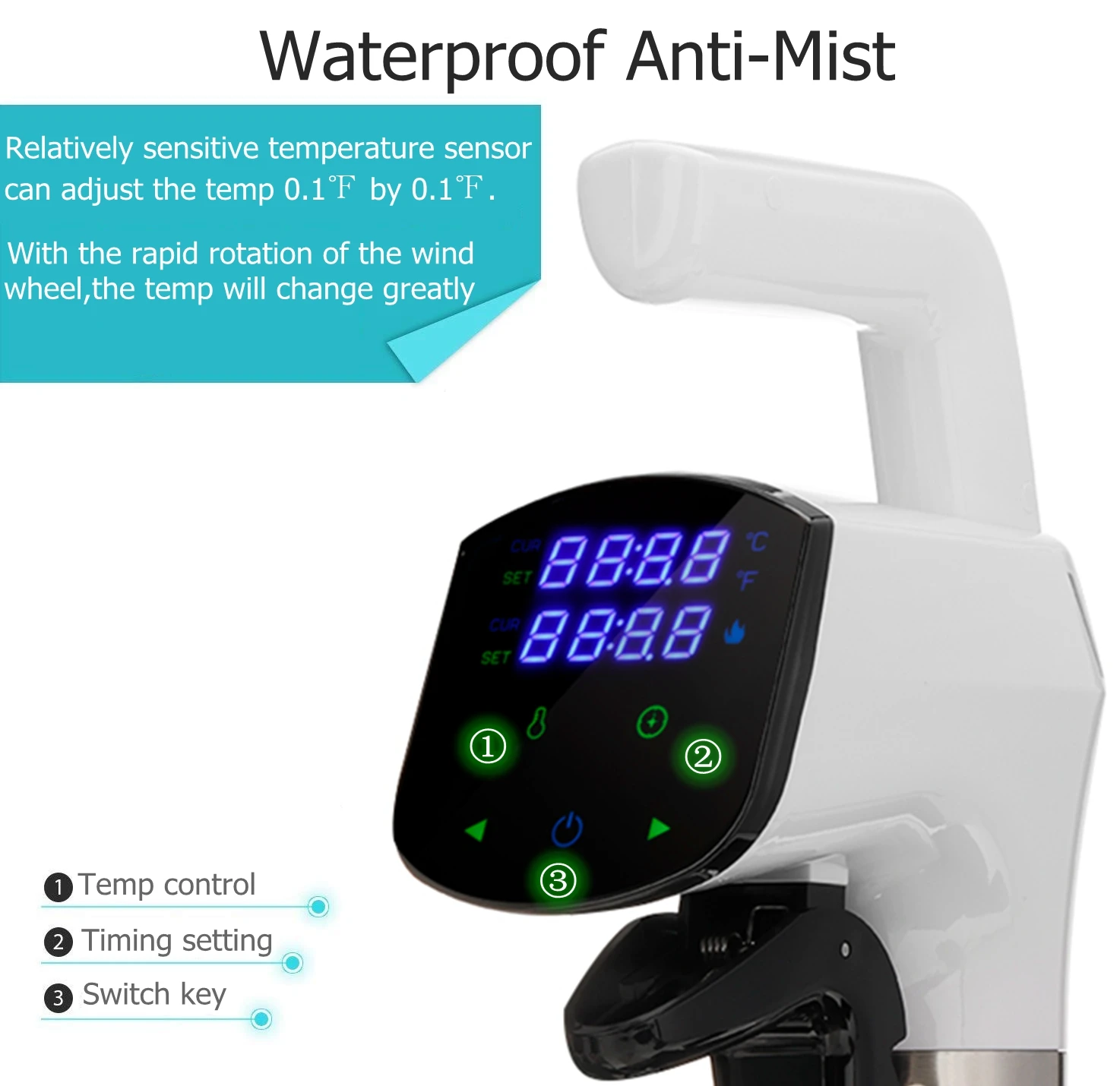 Sous Vide Cooker Smart Wifi Control IPX7 Waterproof 1800W Immersion Circulator Accurate Cooking With LCD Digital Display