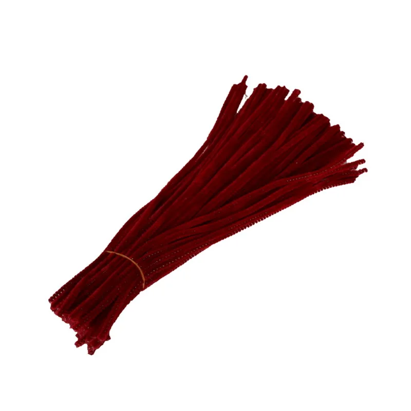 Wine red 100 шт ручной работы креативный шерстяной корень Топ скручивающийся бар ручной работы пушистый бар железная проволока цветные плюшевые DIY Бесплатные Игровые Украшения - Цвет: Wine red