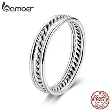 BAMOER 3 шт. Аутентичные 925 пробы серебряные круглые кольца чистое простое кольцо на палец кольца для женщин Свадебные обручальные ювелирные изделия SCR467