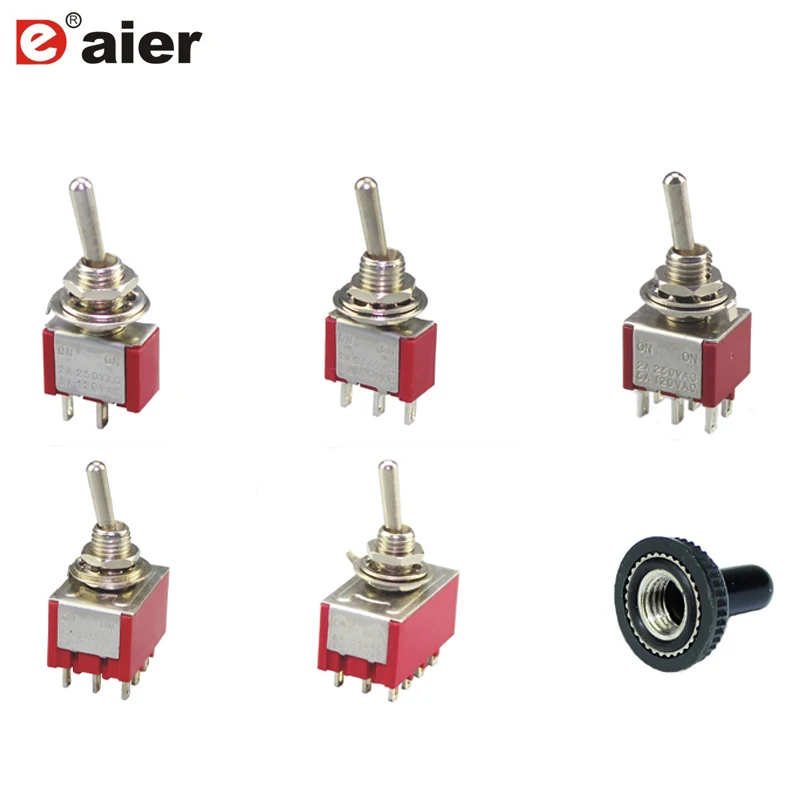 

Toggle Switch Latching Type 6A 125VAC 3A 250VAC 6MM 2 Position/ 3 Position ON-ON ON-OFF ON-OFF-ON And Waterproof Cap Solder