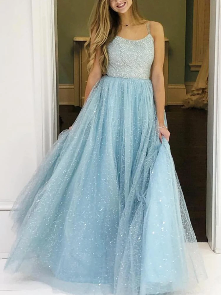 VKbridal Роскошные тюлевые вечерние платья, длинное Хрустальное бальное платье, пышное платье, новинка, сверкающие платья на выпускной