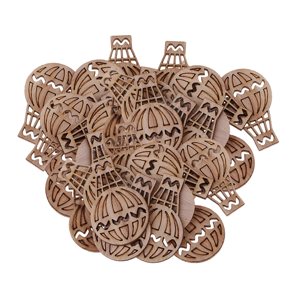 100 Mini Wooden Cutout Hot Air Balloon Shape Wood Craft Art DIY Scrapbooking
