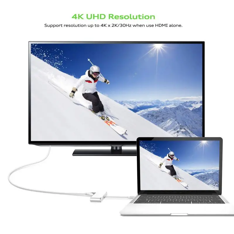 Алюминиевый сплав USB3.1 два в одном совместимый type-c адаптер HDMI VGA высокой четкости соединительный кабель EP чип