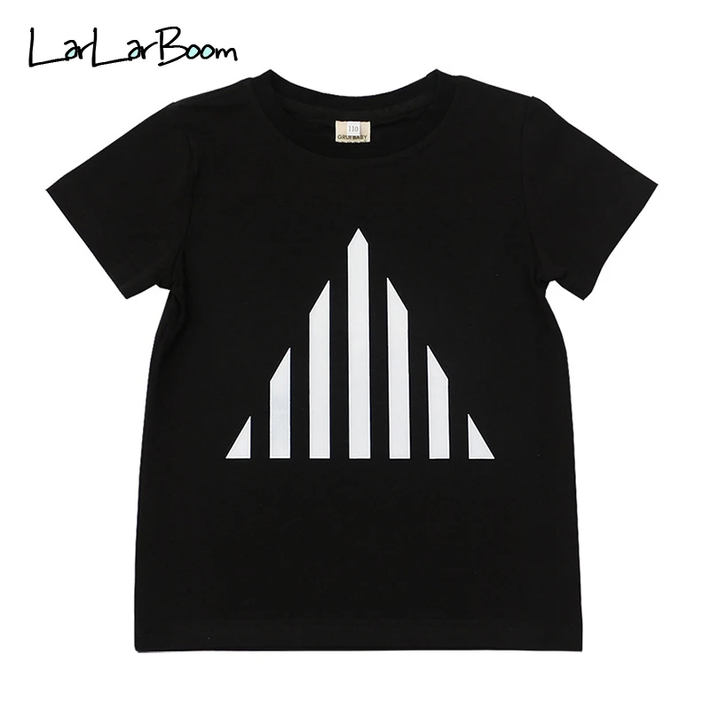 LarLarBoom Children's T-shirts Black and White Abstract Pattern Cotton Short Sleeve Baby Top Tees Summer Fashion Boys | Мать и