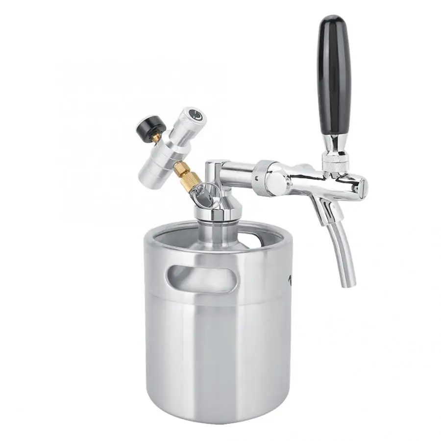 2L нержавеющая сталь Homebrew мини бочонок Разливное пиво диспенсер с 2 классом манометра