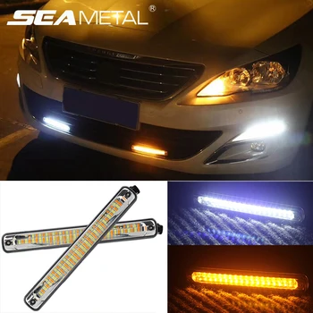 

12V Car DRL Daytime Running Lights Flowing Turn Signal Lamp White Auto LED Car Driving Signal Lamp Universal DRL External Lights