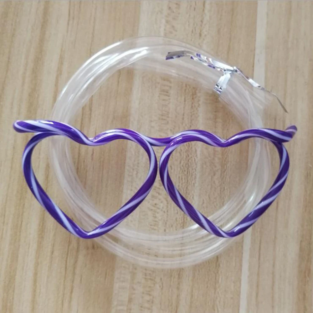 Two color purple Забавные мягкие очки, соломенная Уникальная гибкая трубка для питья, Детские аксессуары для вечеринок, Crazy DIY соломинки для вечеринок на день рождения - Цвет: Two color purple