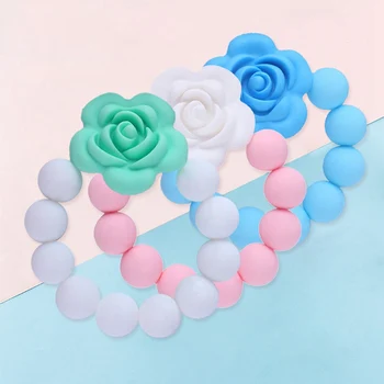 

Beautiful Flower Safety Baby Silicone Molars Baby teether Natural Healthy Pacifier Chian Silicone Nipple Clip Neutral Gift Toys