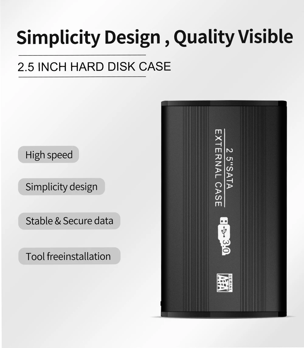 TISHRIC 2.5 Inch USB3.0 External HDD Case Hard Drive Box Hard Disk Case Sata To Usb HDD Enclosure Case For Hard Drive best hdd enclosure