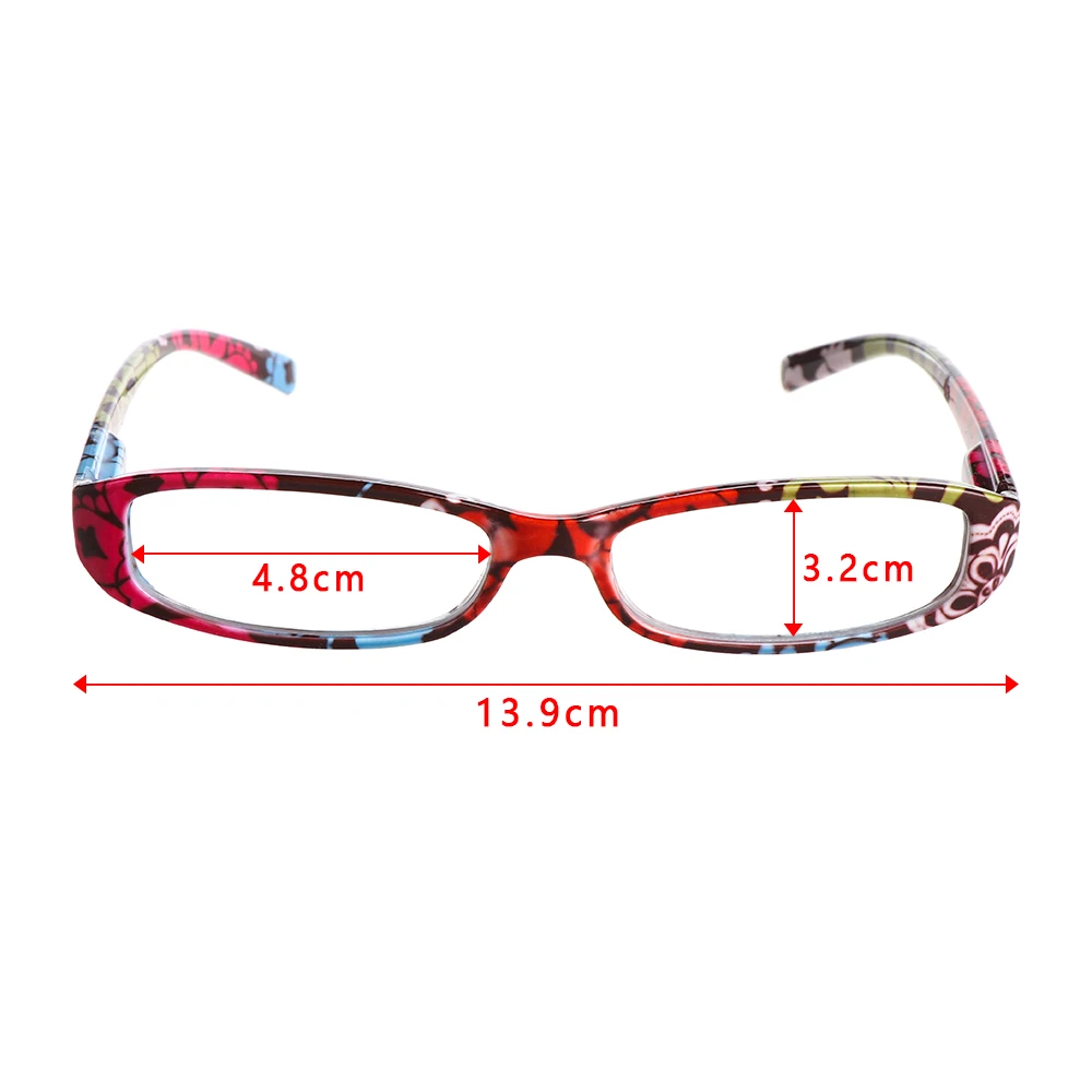 New Fashion Women Reading Glasses Matching Pouch Ultra Light Resin Print Flower Magnifying Eyeglasses Vision Care 1PC