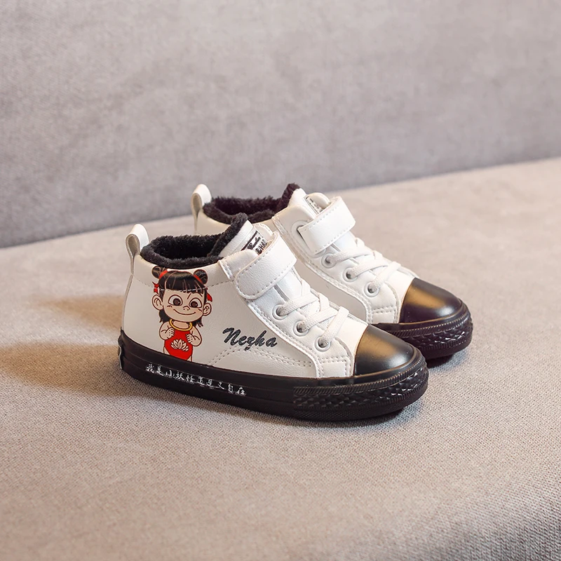 Зимняя детская обувь с рисунком граффити; Детские кроссовки; Повседневная обувь для девочек; удобная детская обувь на плоской подошве; Tenis Infanti - Цвет: Белый