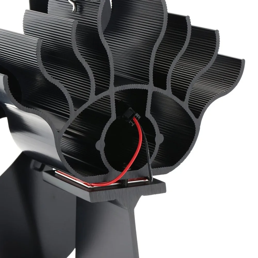 4 лопасти вентилятор для печи, работающий от тепловой энергии бревна деревянная горелка Ecofan тихий черный Домашний Вентилятор для камина эффективное распределение тепла