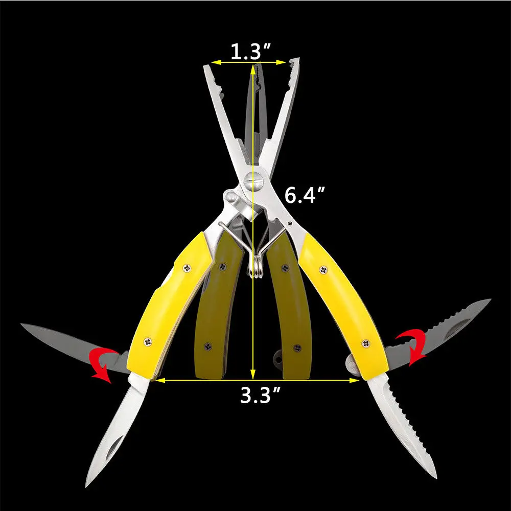 

GLEEGLING 2018 New Portable Fishing Pliers Multifunctional Stainless Steel Scissors Line Cutter Remove Fishing Tools Blue Yellow