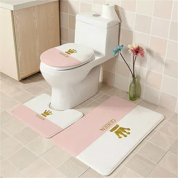 

3Pcs Toilet Seat Cover Warm Soft Washable Bath Mat Set Christmas Bathroom Decoration Pedestal Rug Toilet Lid Covers Cushion Mats