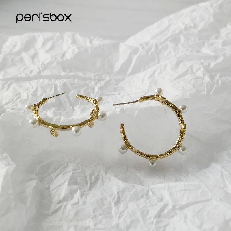 Женские круглые серьги-кольца Peri'sBox золотистые миниатюрные серьги-обручи с