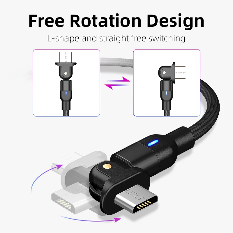 SUNPHG 180 градусов Micro USB кабель для Xiaomi Redmi Samsung Huawei Дата телефона Android кабель|Кабели