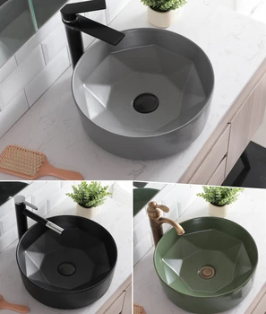 

Creative Round Art Countertop Washbasin Ceramic Hand Basin Sinks Green Home Toilet Washbasin Bathroom Sink Bowls Vessel Sink