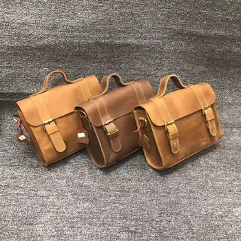 

European and American casual men and women leather bags personality retro head layer cowhide single shoulder crossbody bag messe