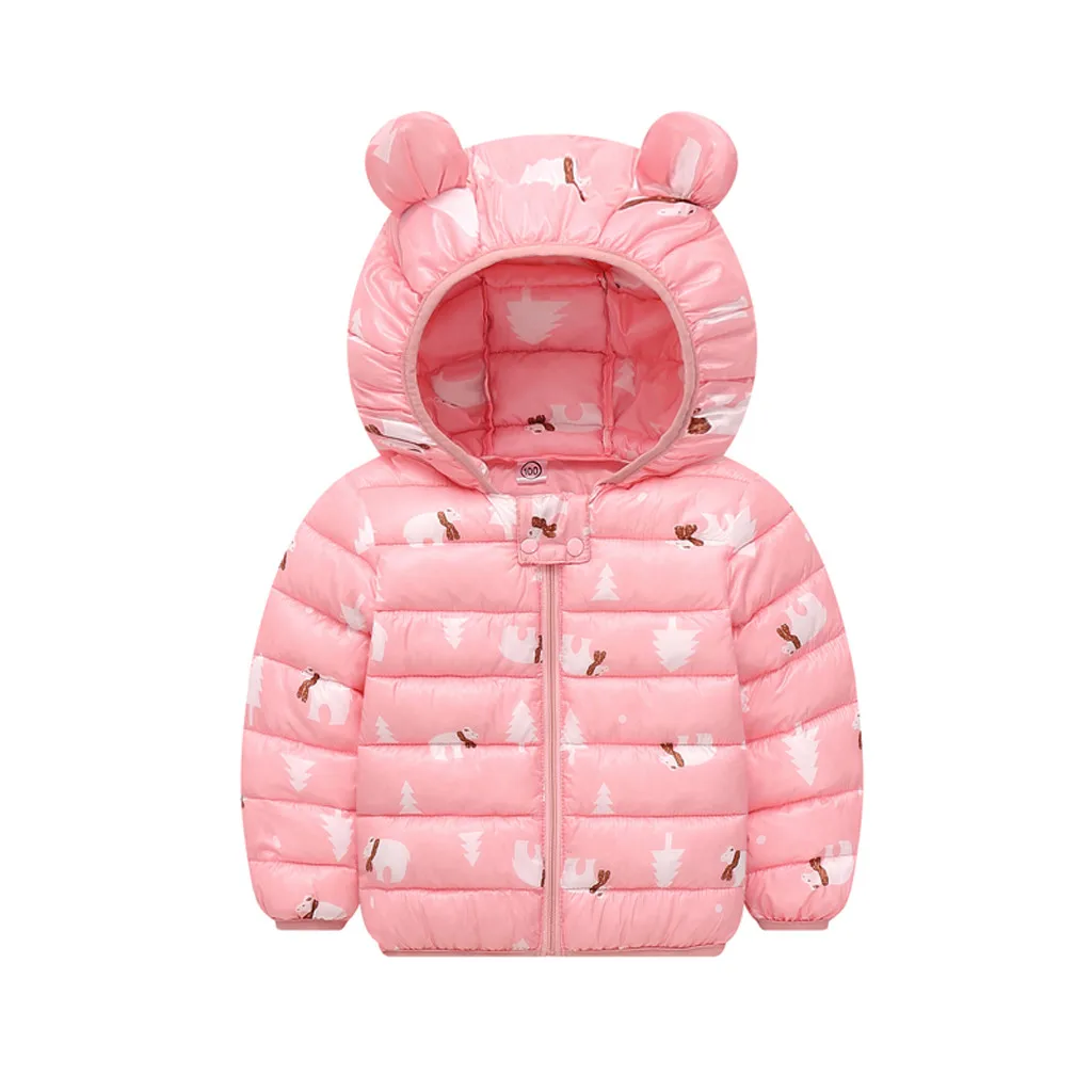 ARLONEET/зимние пальто на возраст от 12 месяцев до 4 лет, куртка детская одежда с капюшоном на молнии с толстыми ушками осенняя куртка для девочек, jaqueta infantil menina - Цвет: PK