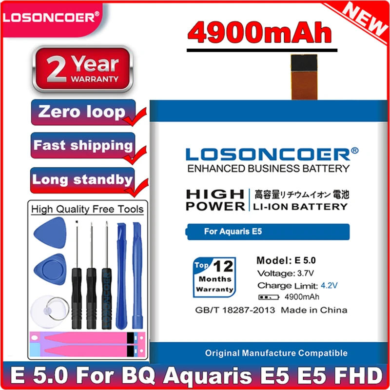 LOSONCOER 4900mAh E 5 0 батарея для BQ Aquaris E5 FHD HD литий-ионный полимерный аккумулятор +