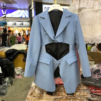 

SHENGPALAE 2020 Fashion Autumn Women Blazers And Jackets Work Office Lady Suit Slim Business Solid Color Irregular Coat ZA5350