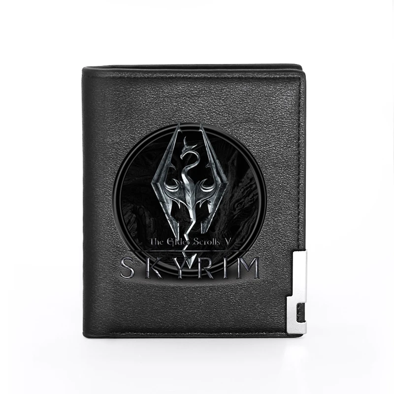 wallets cute High Quality  Elder Scrolls Skyrim Printing Leather Wallet Men Women Billfold Slim Credit Card/ID Holders Inserts Short Purses wristlet purse