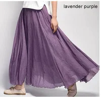 Women's Elegant High Waist Linen Maxi Skirt 2023 Summer Ladies Casual Elastic Waist 2 Layers Skirts saia feminina 20 Colors SK53 - Image 5
