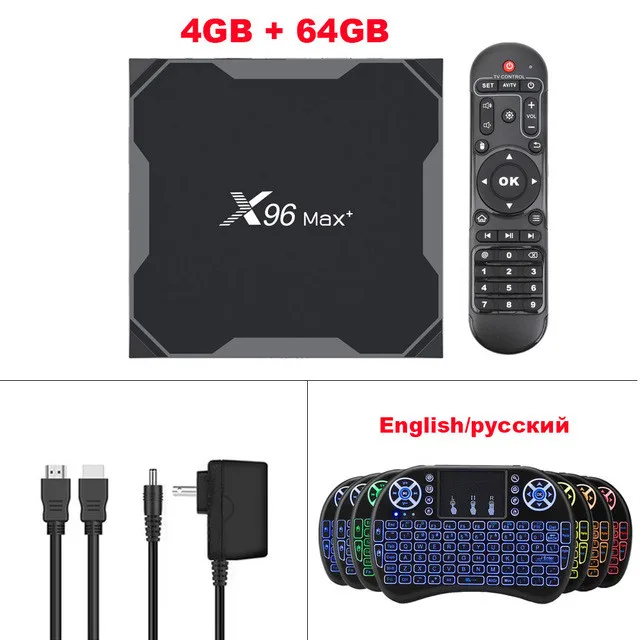 4G 64G EN i8 Backlit X96 max plus Smart tv Box Amlogic S905X3 Android 9,0 Четырехъядерный 4G 32G/64G 2,4G& 5,0G Dual WIIF BT4.0 8K HD телеприставка PK X96 MAX - Цвет: 4G 64G EN i8 Backlit