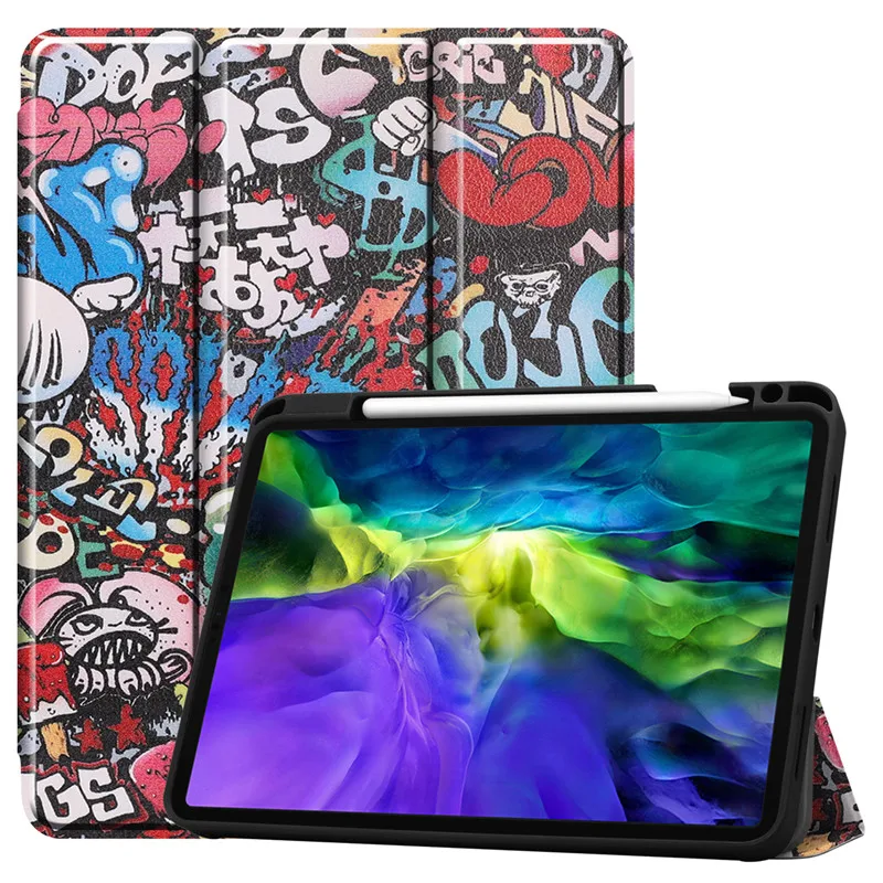 Чехол для iPad Pro 11 2020 многослойный из искусственной кожи с умным цветочным принтом
