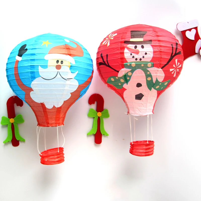 New Santa Claus Elk Hot Air Balloon 12 inch Paper Lantern Lampshade For Kids Birthday Party Wedding Christmas Decor