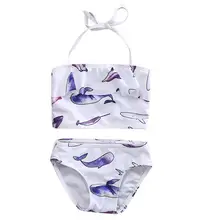 Детский бикини для девочек, купальник, летний повседневный костюм танкини с рисунком, купальник, женский пляжный костюм, купальный костюм для малышей, 2 предмета