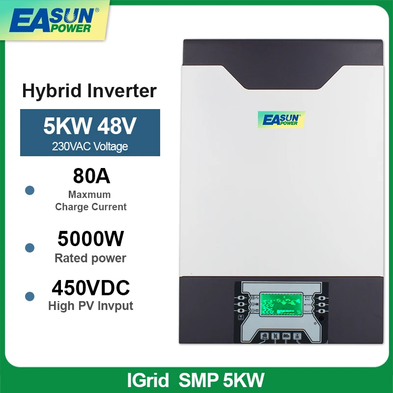 5Kva Mppt Inverter Ibrido A Onda Sinusoidale Pura 450Vdc 5000W 80A Inverter Parallelo 48V 230Vac Inverter Solare Con Caricabatterie