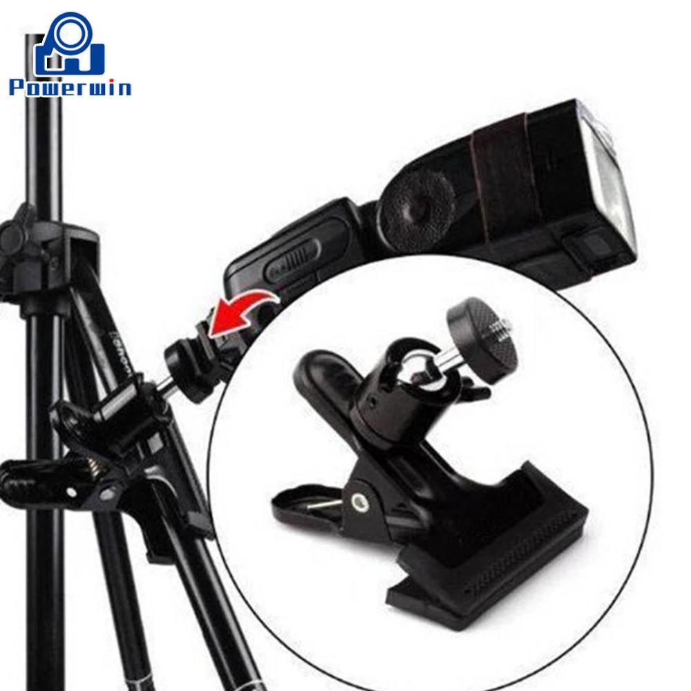 

Powerwin DSLR Camera Bracket Clamp ball head Background Swivel clip Flash Studio Light Stand Holder for Gopro Hero accessories