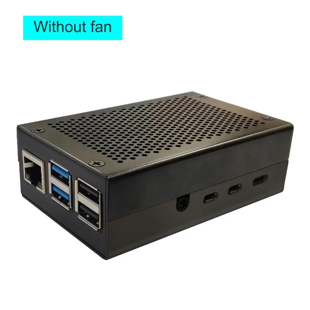 Корпус из алюминиевого сплава для Raspberry Pi 4, металлический корпус, защитный чехол, полый дизайн с охлаждающим вентилятором, защита материнской платы