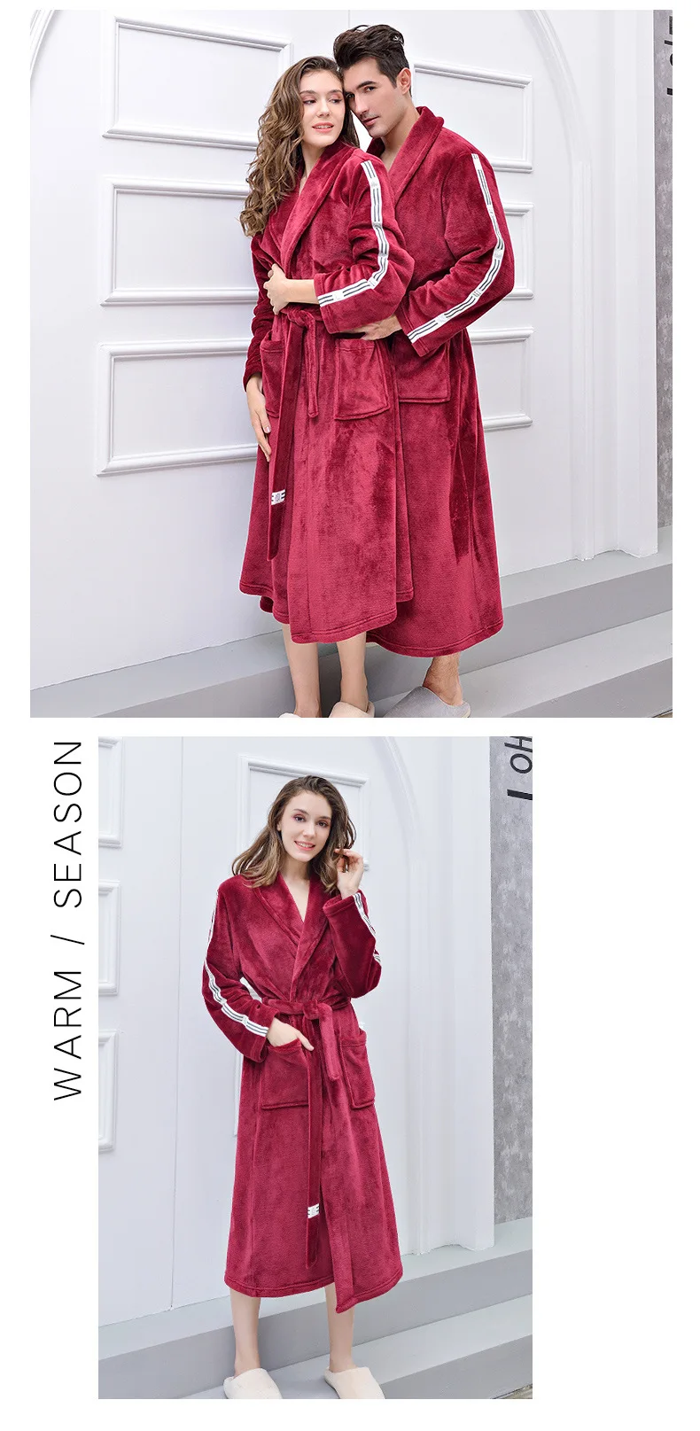 Ночной халат, ночное белье, осенне-зимний фланелевый Халат больших размеров, для мужчин и женщин, бархатная панель, длинный толстый банный халат, одежда для сна