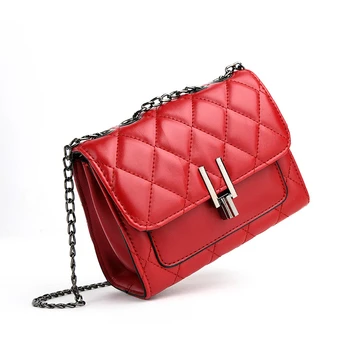 

Fashion Chain Crossbody Bag Diamond Lattice Bags for Women 2020 Luxury PU Leather Ladies Small Shoulder Messenger Bag Black Red