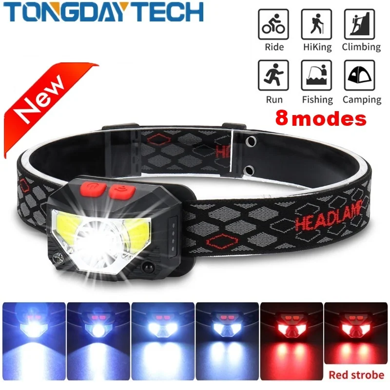 Мощный Головной фонарь TONGDAYTECH с датчиком движения головной Светодиодный
