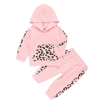 

Newborn Baby Girls Clothes Leopard Printed Hoodies Sweatshirt And Long Pants 3pcs Outfits Winter Spring Infant Clothing Set D30