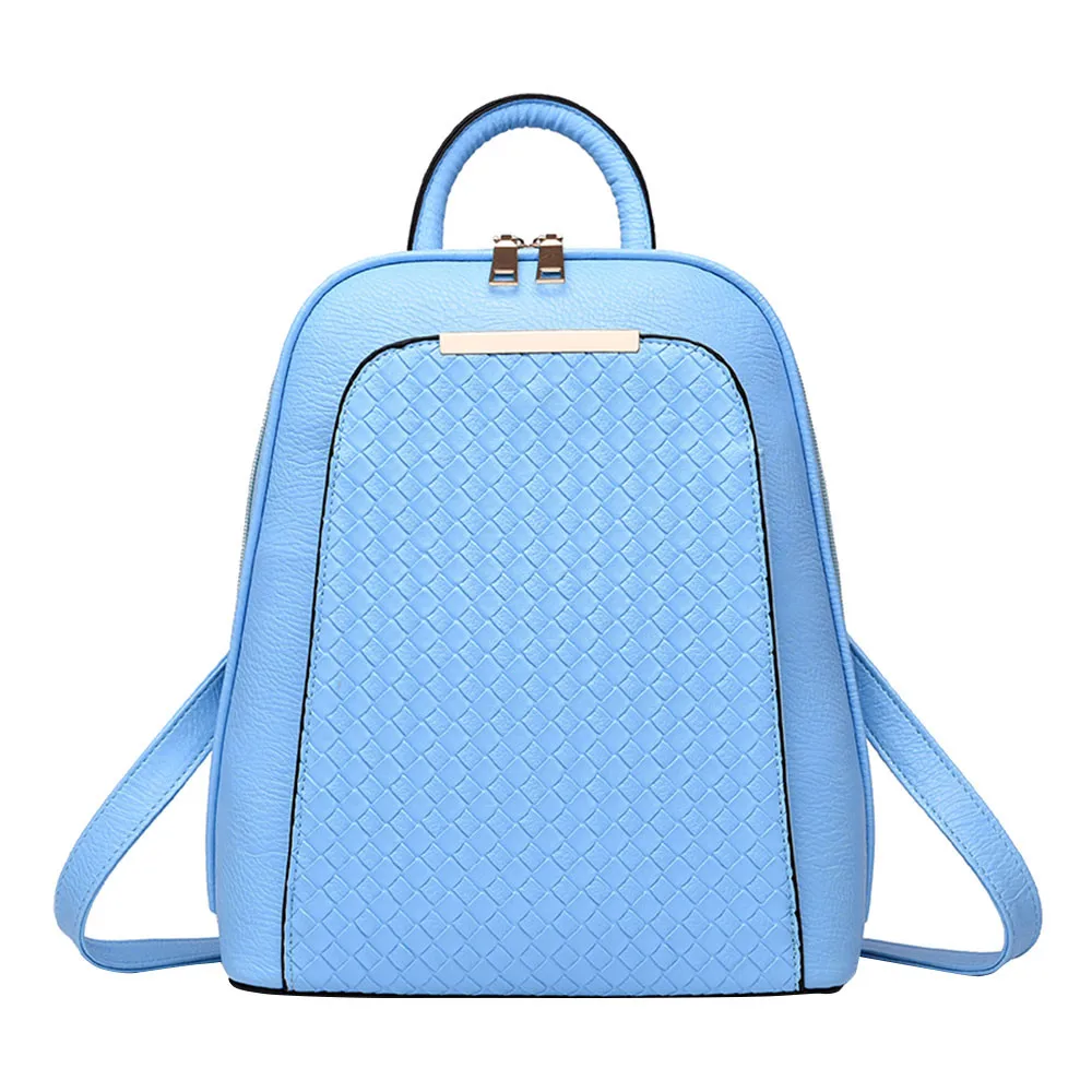 Роскошный женский рюкзак, новинка, женские рюкзаки для ноутбука, большая вместительность, искусственная кожа, школьные сумки для девочек-подростков - Цвет: light blue
