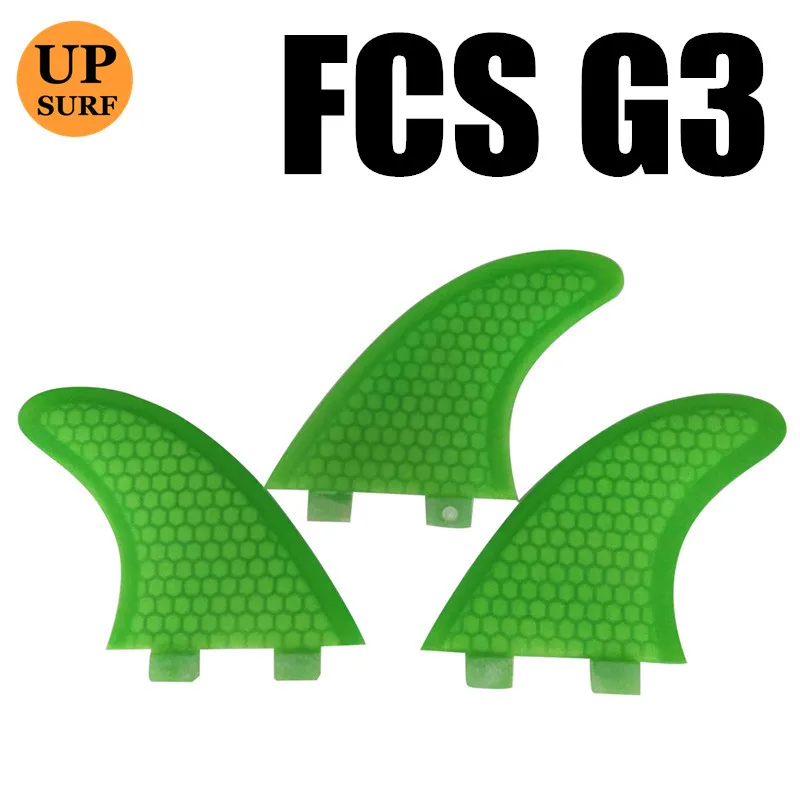 

Heavy discount FCS G3 thruster fins Green color Lose money promotion firberglass surfboard fins 3pcs per sets
