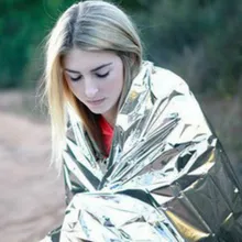 Наружное Портативное Многофункциональное теплое одеяло для первой помощи 210X130 двустороннее серебряное спасательное одеяло для выживания солнцезащитное одеяло