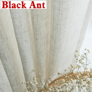 

Linen Curtain for Living Room Solid Gauze Nordic Modern Bedroom Bay Window Kitchen Voile Curtain Drape Blinds X675#40