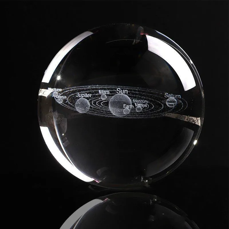 Лазерная гравировка солнечной системы хрустальный шар 3d миниатюрная модель планет 6 см Глобус галактики миниатюры для подарка на день рождения Домашний декор - Цвет: Ball