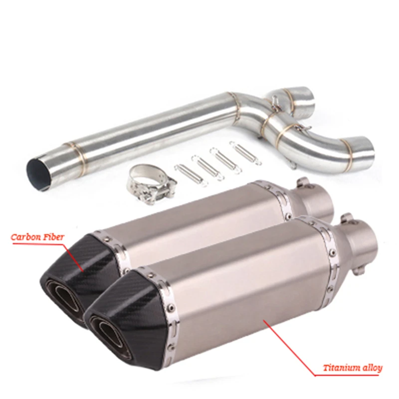 For Yamaha FZ6 FZ6N FZ6S Motorcycle Dual-outlet Exhaust Middle Link Pipe Escape 51mm Mufflers Pipe Removable DB Killer Stainles - Image 4
