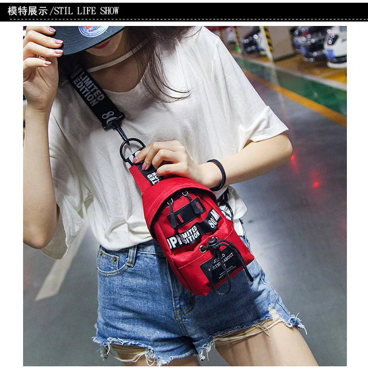 Hot sale sports summer new Harajuku shoulder messenger bag female small bag fashion Oxford mobile phone bag chest bag