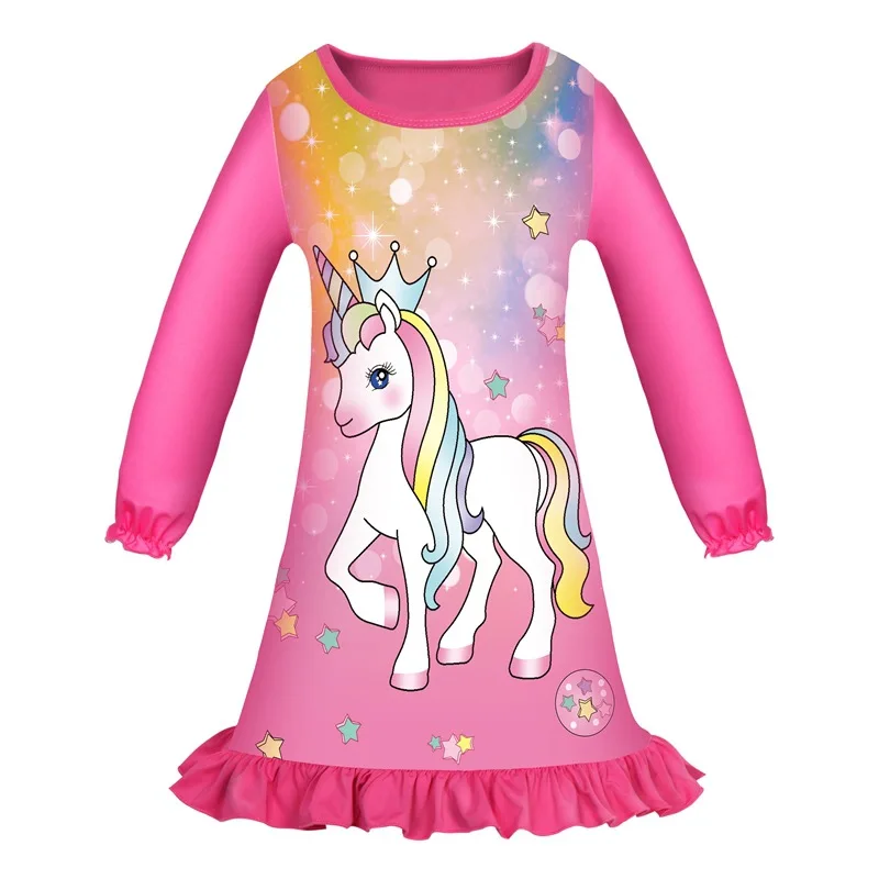 

Baby Girls Dresse Unicorn Pajamas Dress Sleepwear Princess Dress For kids Soft Material Girls Dresses 6310